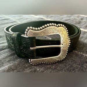 Tony Lama Black Leather Belt